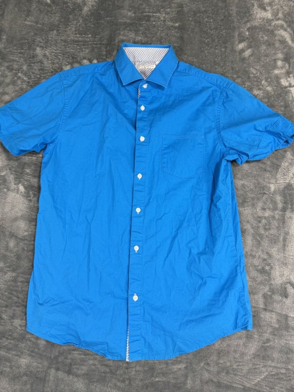 Alex Vando Mens Blue Short Sleeve Button-Up Shirt M